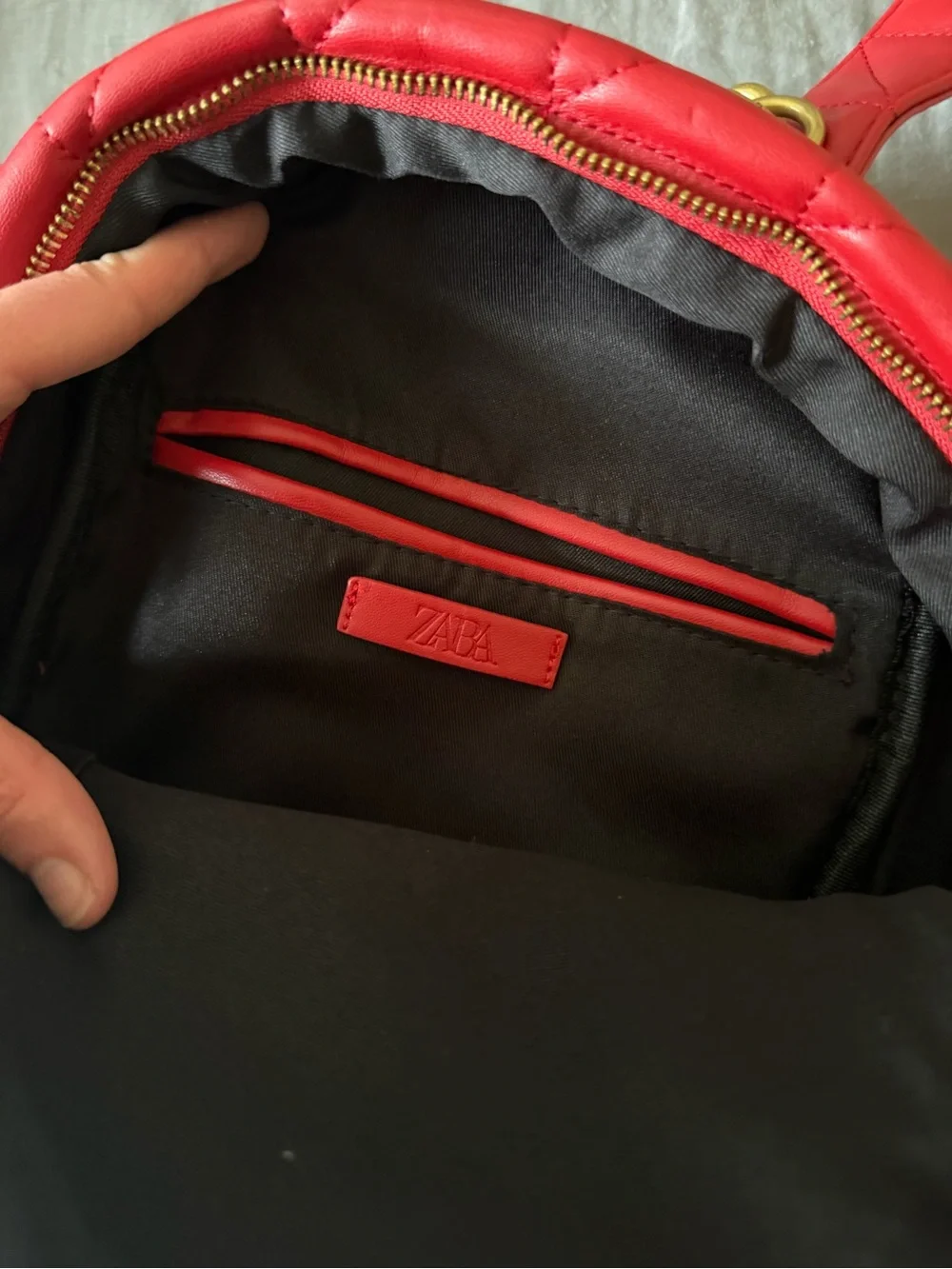 Zara Quilted Faux Leather Backpack Red EUC